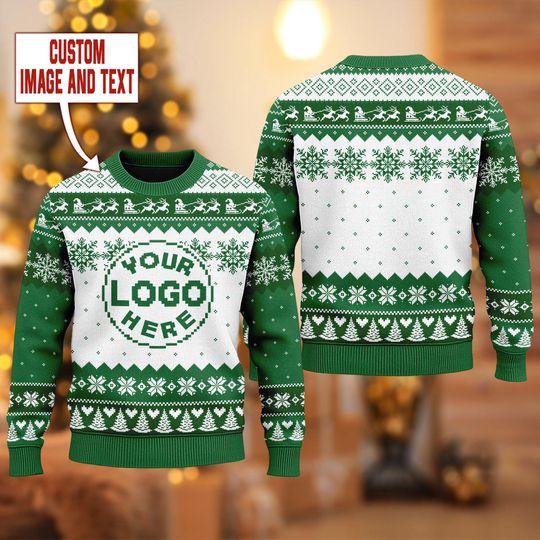 Personalized Logo Ugly Christmas Sweater, Custom Your Logo Sweatshirt, Custom Photo Ugly Sweater - Image 11
