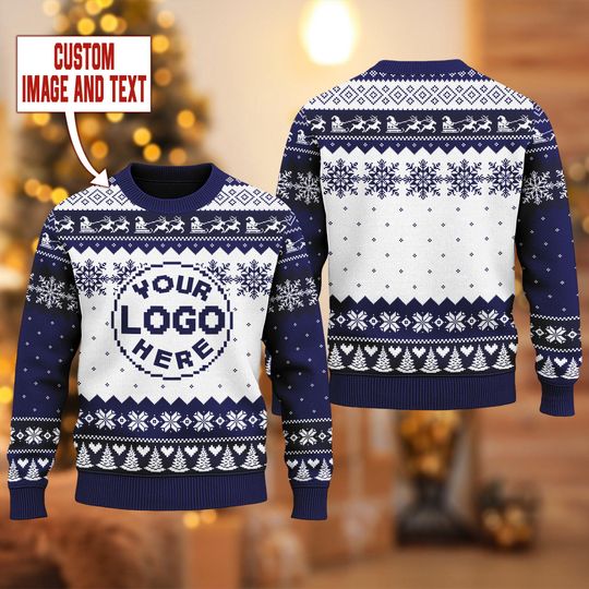 Personalized Logo Ugly Christmas Sweater, Custom Your Logo Sweatshirt, Custom Photo Ugly Sweater - Image 14