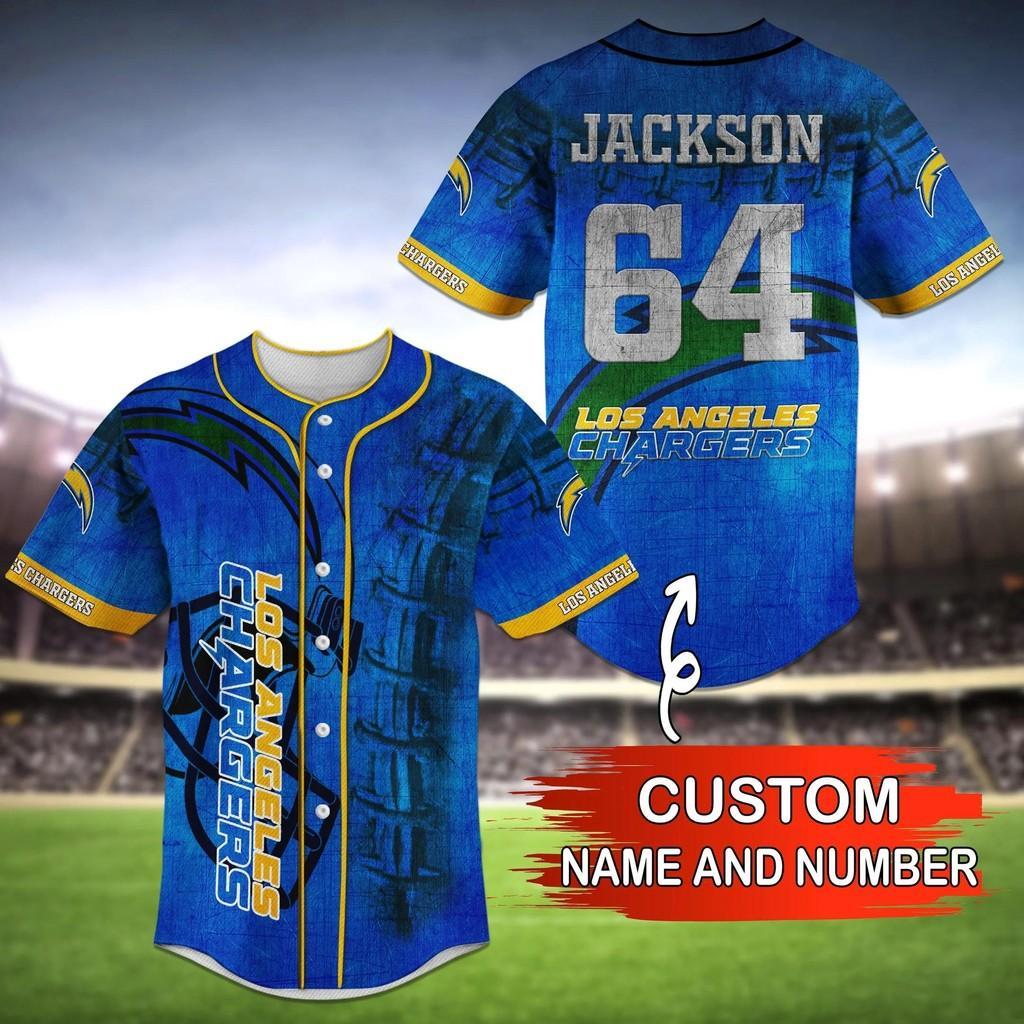 Personalized Los Angeles Chargers NLF Baseball Jersey Shirt With Personalized