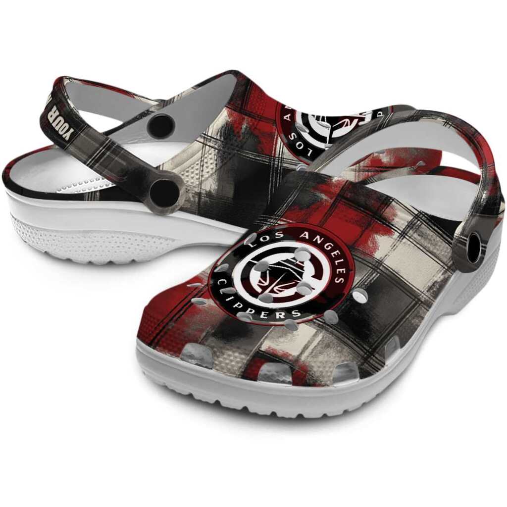 Personalized Los Angeles Clippers Plaid Fusion ClogTVC1801708 - Image 3