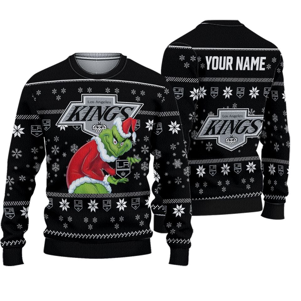 Personalized Los Angeles Kings Grin Ice Hockey Christmas Ugly Sweater