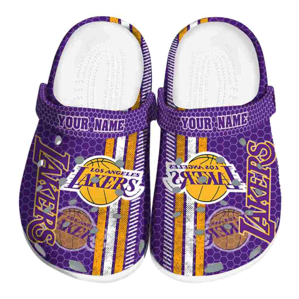 Personalized Los Angeles Lakers Contrasting Stripes ClogTVC1801919