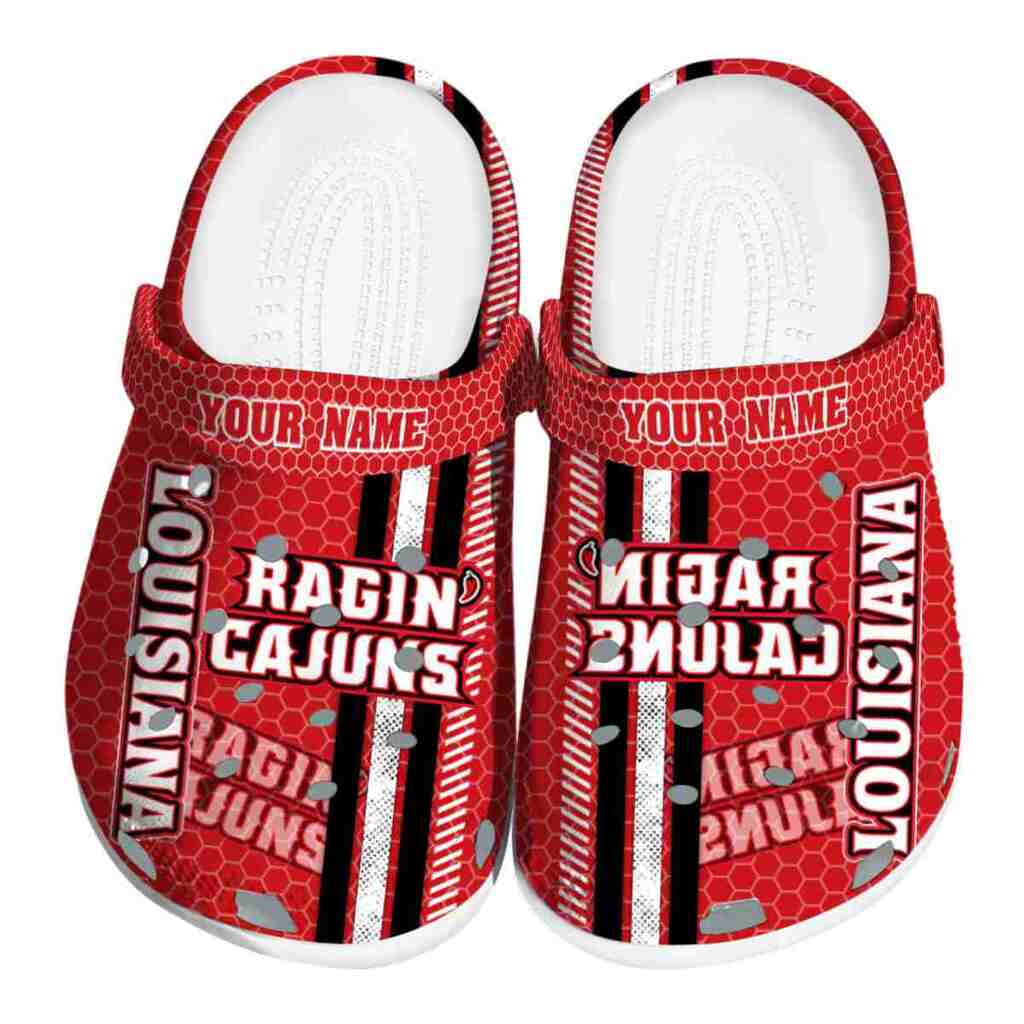 Personalized Louisiana Raginâ€™ Cajuns Contrasting Stripes ClogTVC1801833