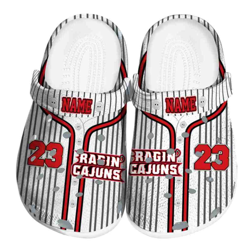 Personalized Louisiana Raginâ€™ Cajuns Pinstripe Pattern ClogTVC1801832