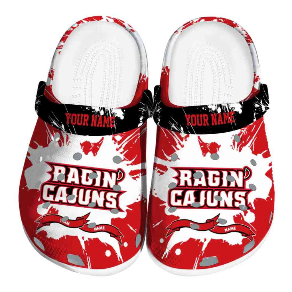 Personalized Louisiana Ragin’ Cajuns Splatter Pattern ClogTVC1801833