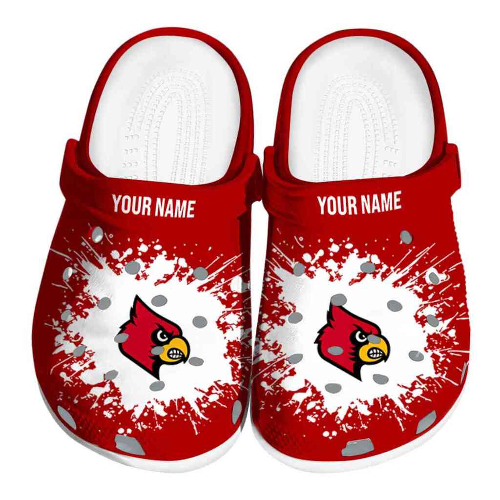 Personalized Louisville Cardinals Splatter Background ClogTVC180113