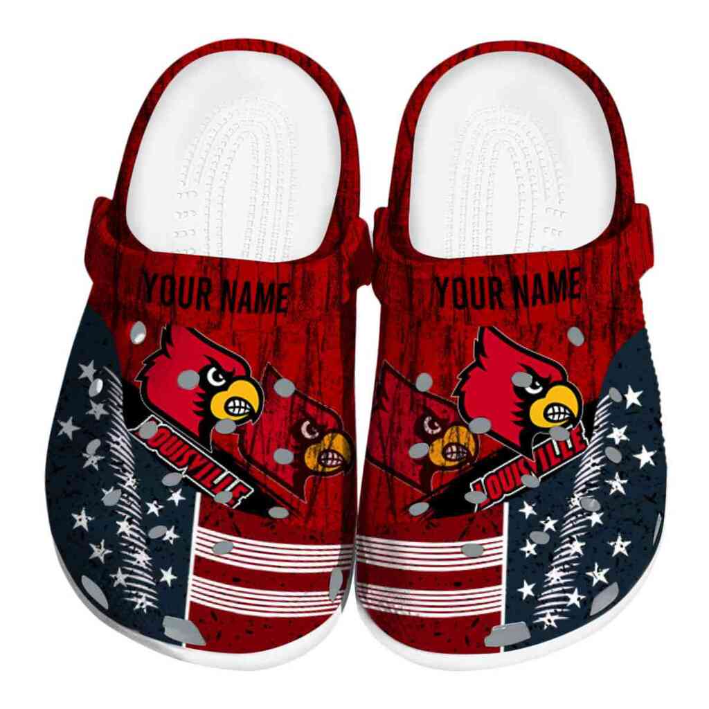 Personalized Louisville Cardinals Star-Spangled Side Pattern ClogTVC180113