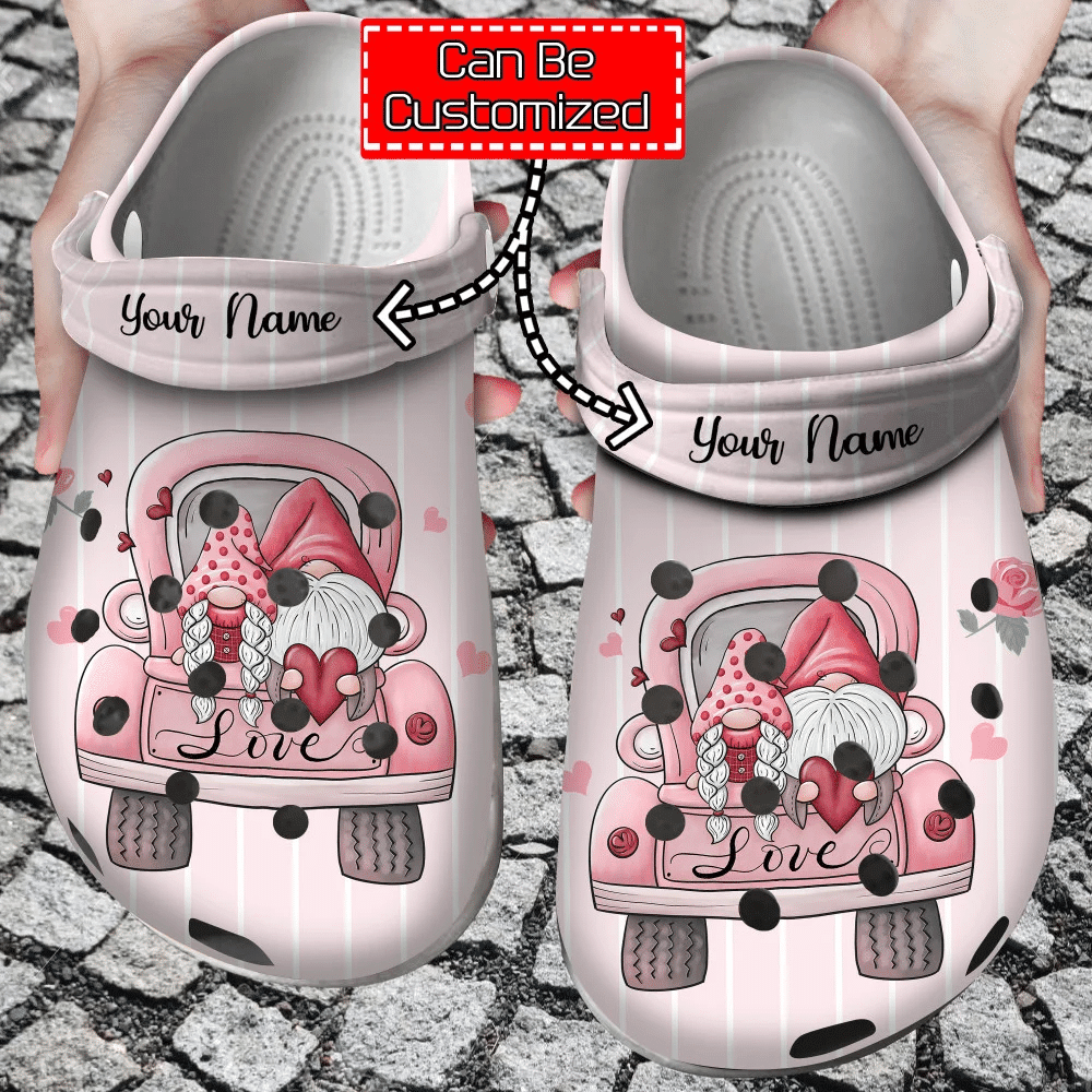Personalized Love Valentines Day Gnome Truck clog Shoes For Men And Women
