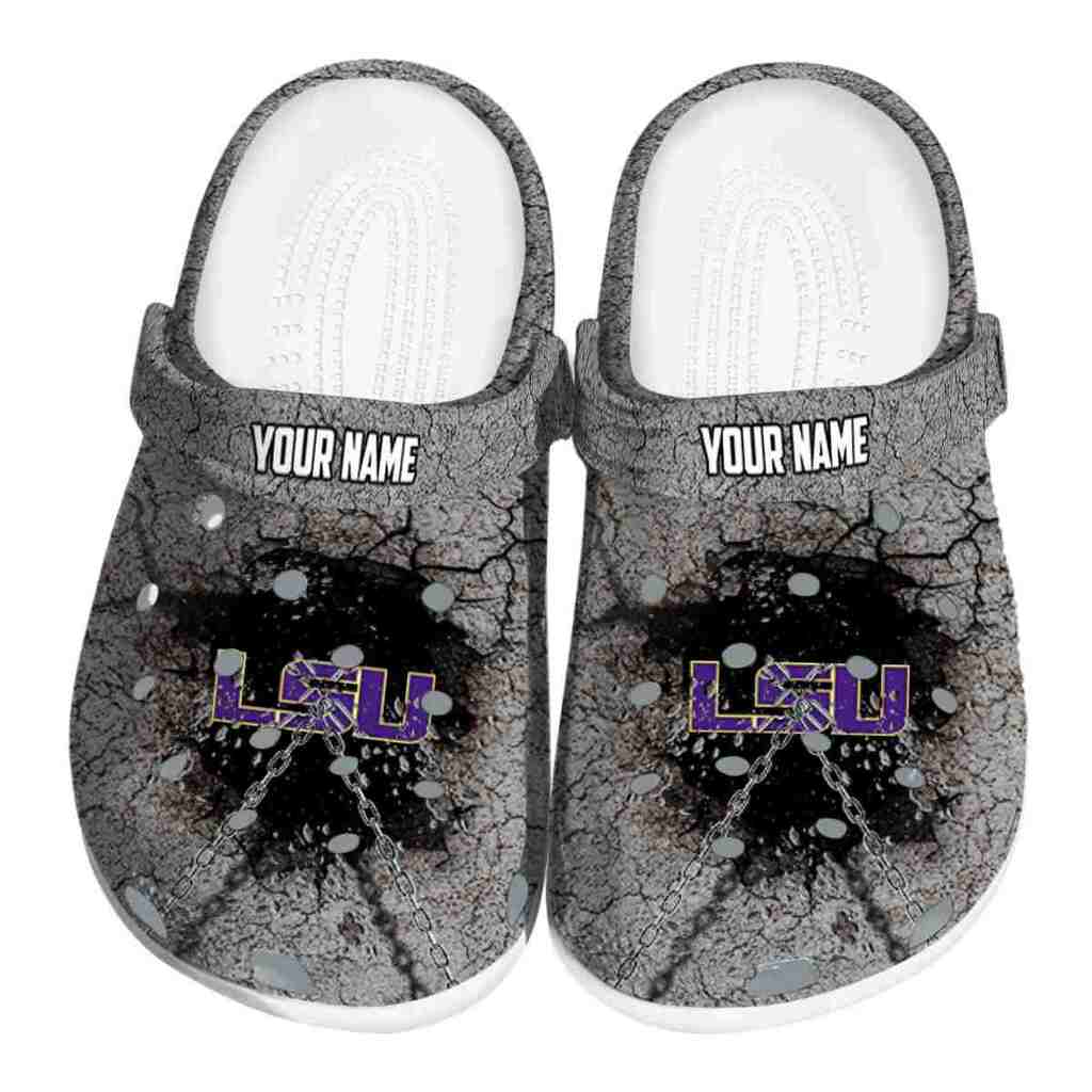 Personalized LSU Tigers Cracked Ground Texture ClogTVC180114