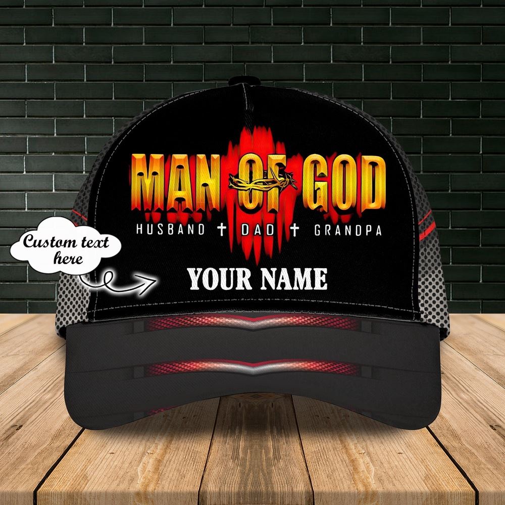 Personalized Man Of God Cap Hat - 3D Baseball Cap Hat For Father, Christian Baseball Cap, Jesus Hat Trucker Hats Custom Hats Gifts For Men & Women