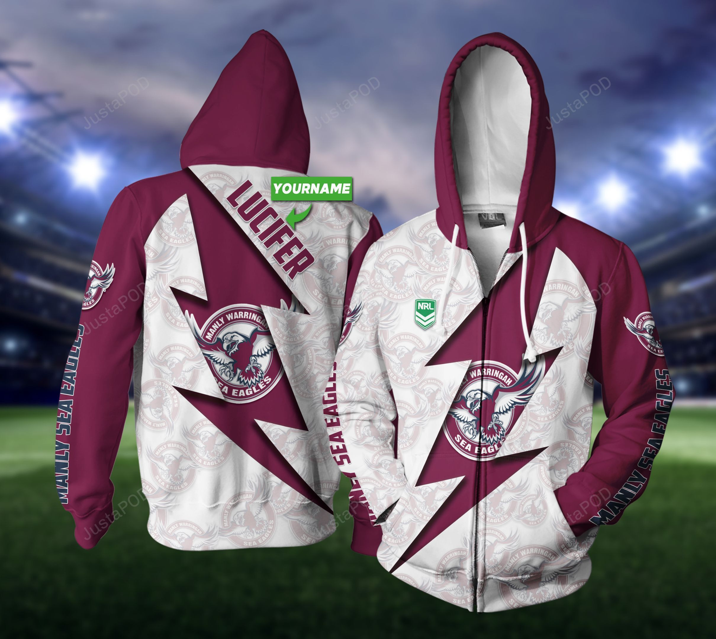 Personalized Manly Warringah Sea Eagles Thunder 3D All Over Print Hoodie, Zip Hoodie