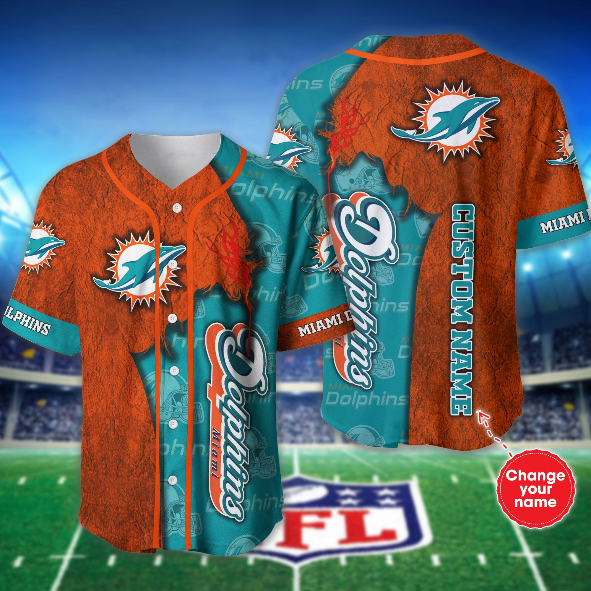 Personalized Maps Miami Dolphins Baseball Jersey Shirt For Fans