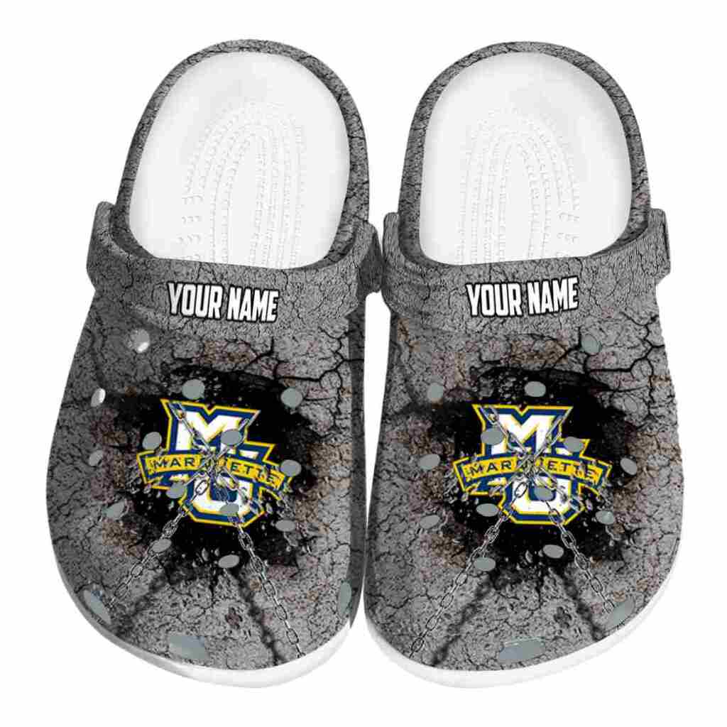 Personalized Marquette Golden Eagles Cracked Ground Texture ClogTVC1801712