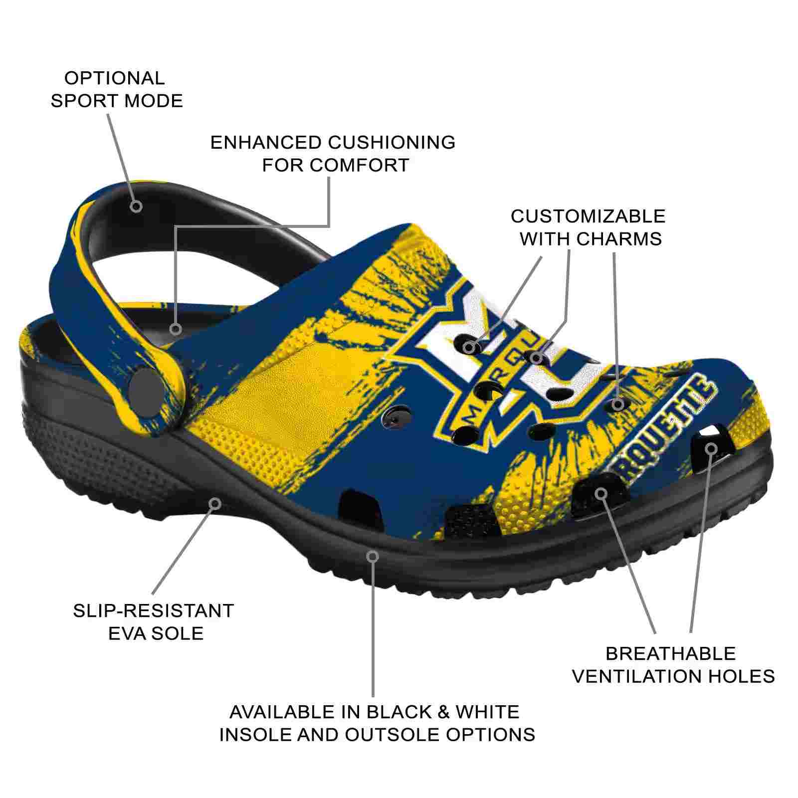Personalized Marquette Golden Eagles Paint Splatter Graphics ClogTVC1801725 - Image 5