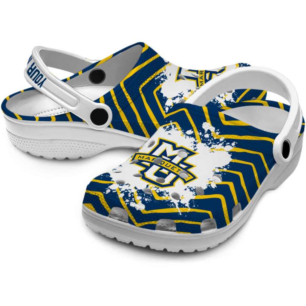 Personalized Marquette Golden Eagles Zigzag Paint Burst ClogTVC1801793 - Image 3