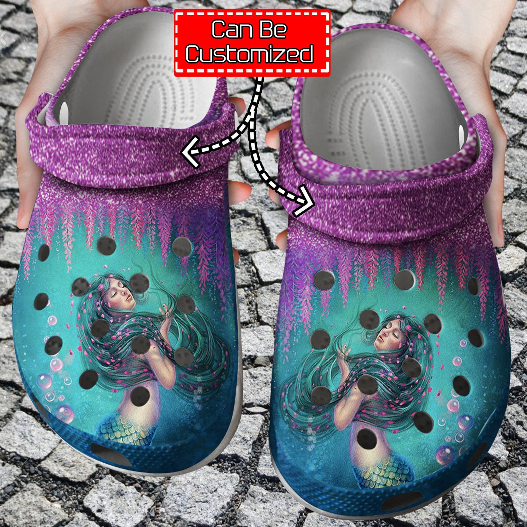 Personalized Mermaid Glitter clog Shoes