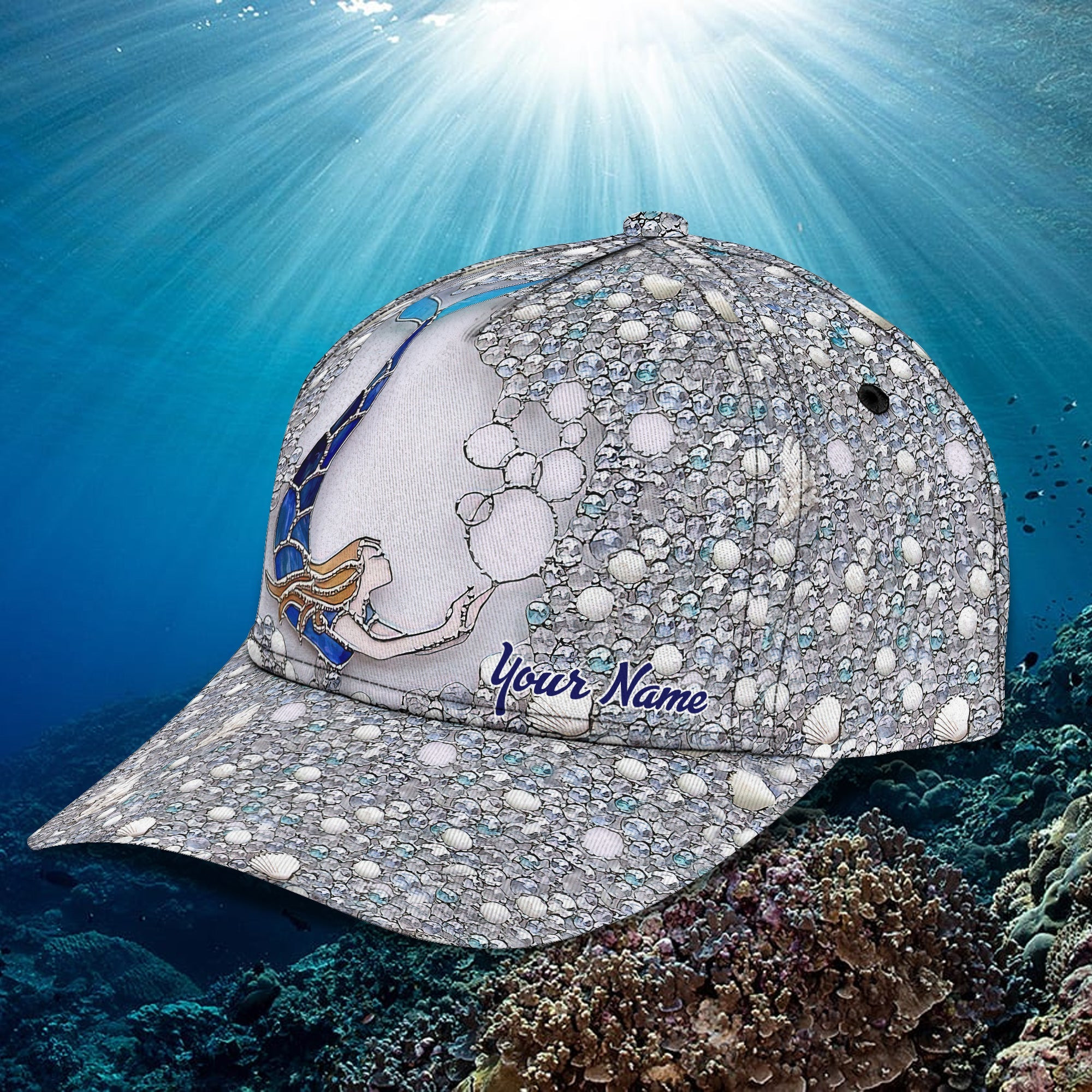 Personalized Mermaid Name Cap - Custom Classic Cap - Hb Trucker Hats Custom Hats Gifts For Men & Women
