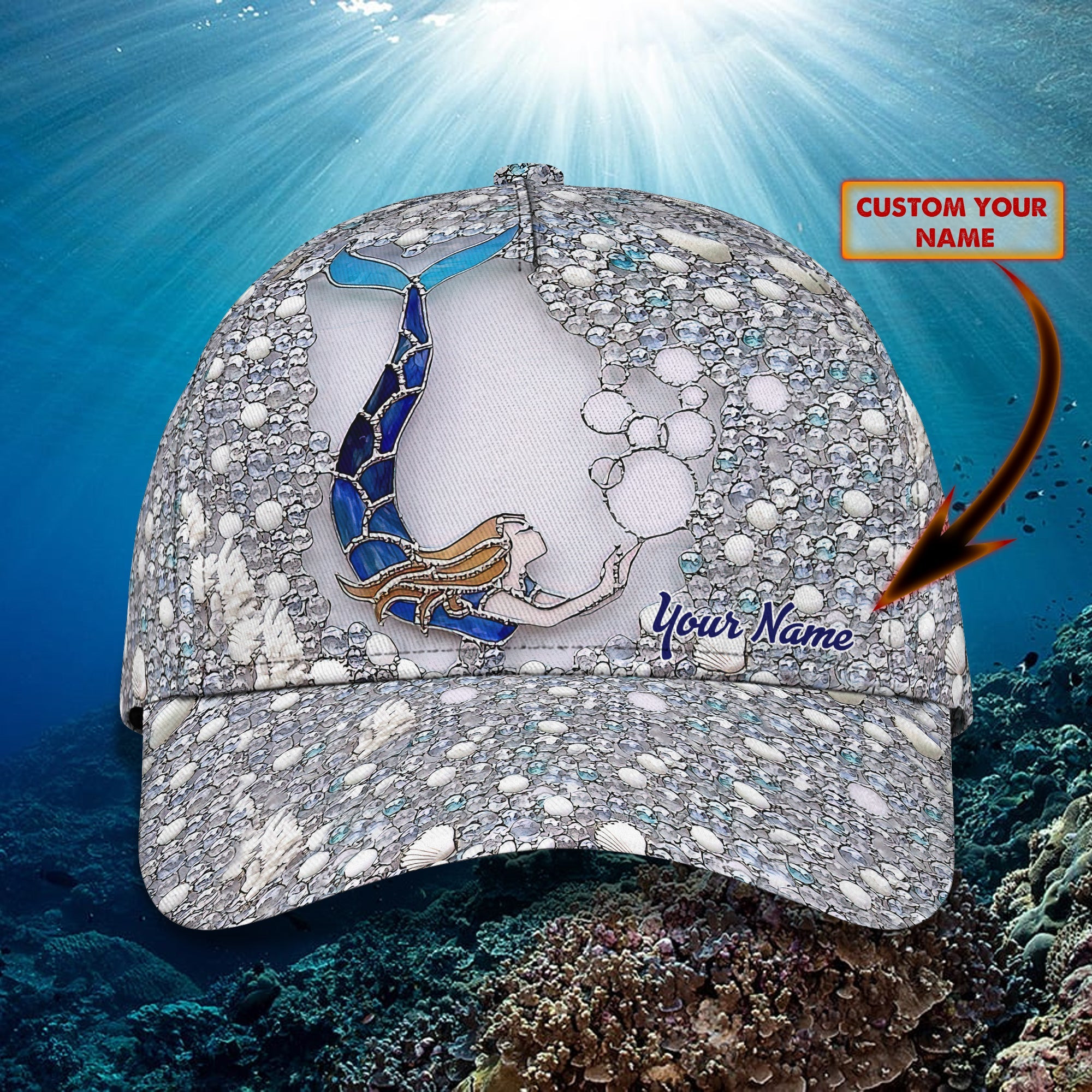 Personalized Mermaid Name Cap - Custom Classic Cap - Hb Trucker Hats Custom Hats Gifts For Men & Women