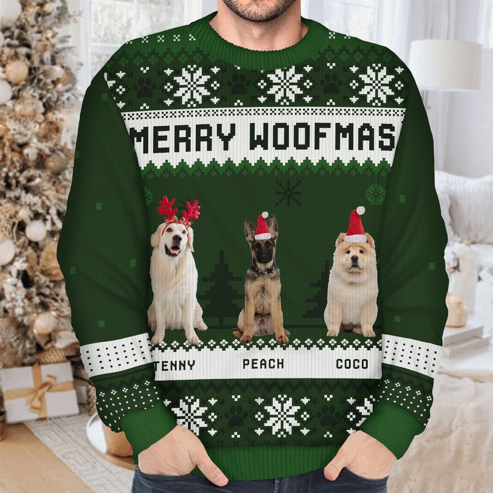 Personalized Merry Woofmas Ugly Sweatshirt