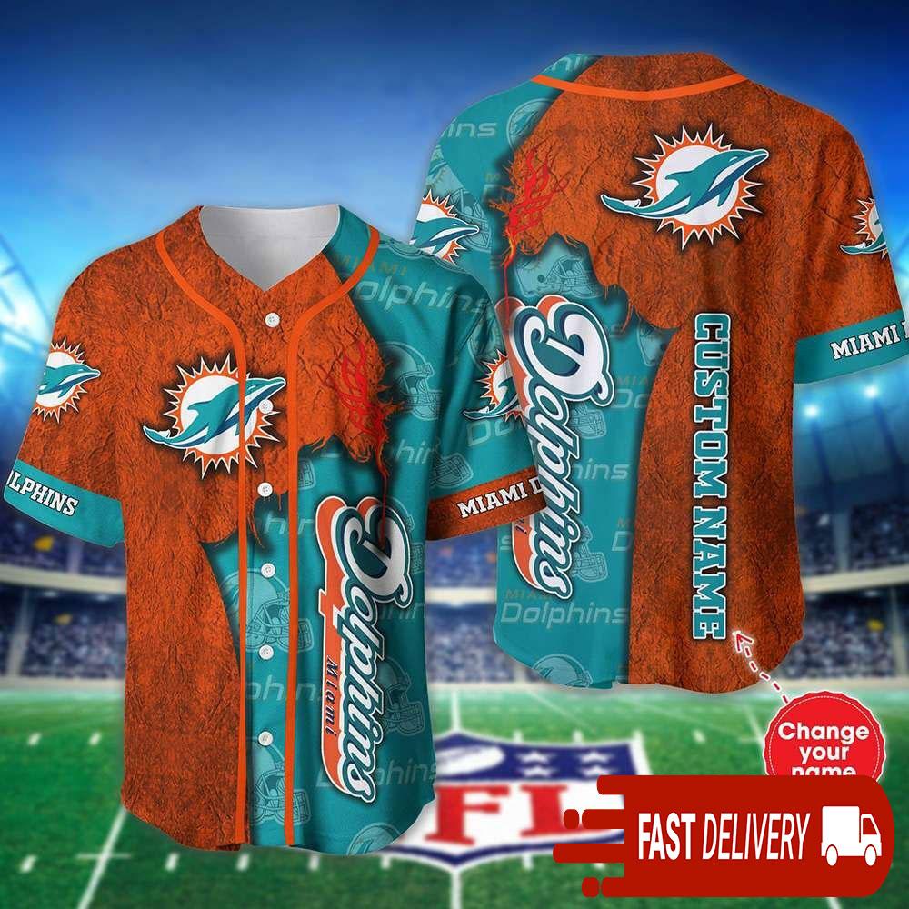 Personalized Miami Dolphins Baseball Jersey Shirt NLF Gifts For Fans