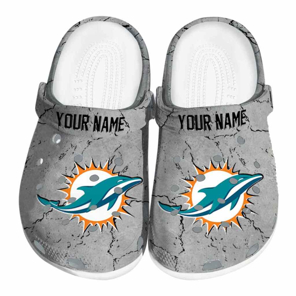 Personalized Miami Dolphins Cracked Texture ClogTVC1801137