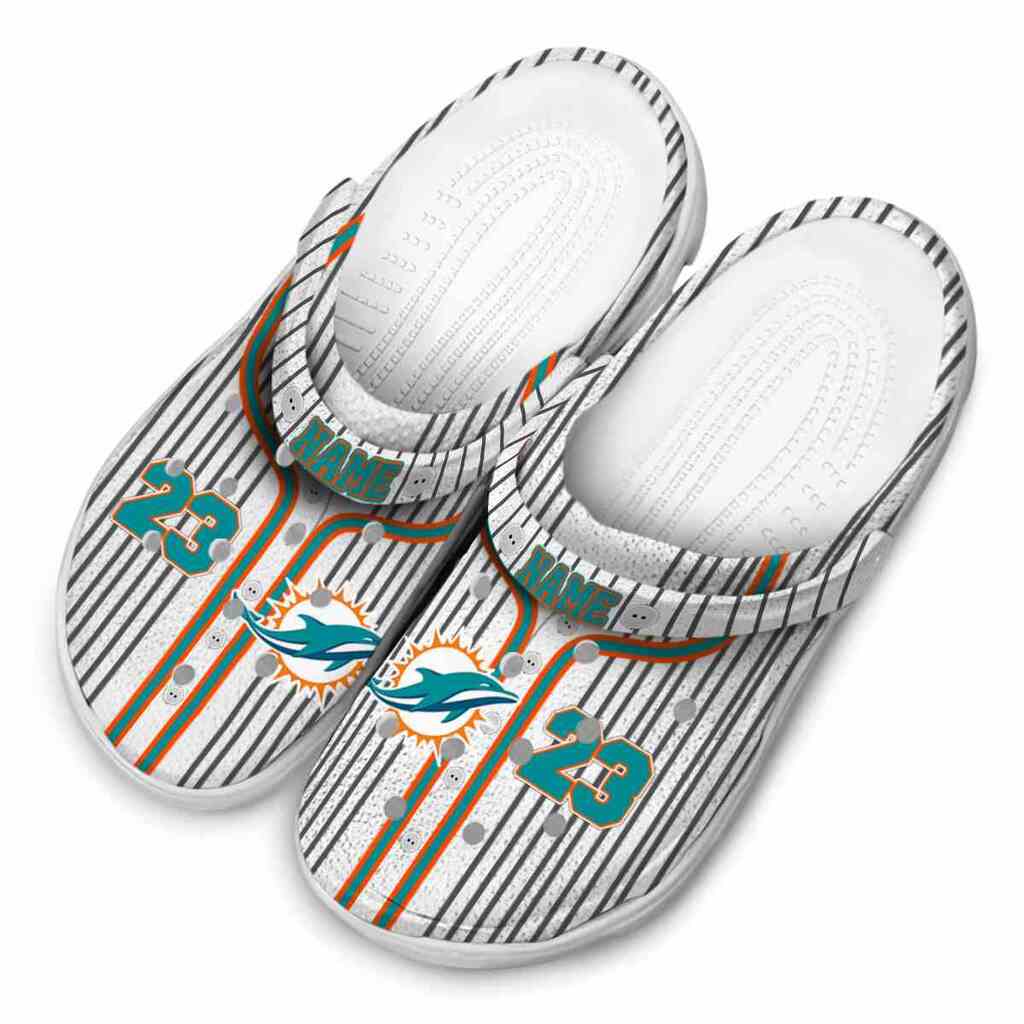 Personalized Miami Dolphins Pinstripe Pattern ClogTVC1801137 - Image 4