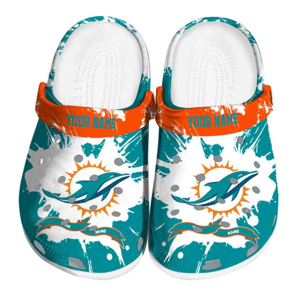 Personalized Miami Dolphins Splatter Pattern ClogTVC1801137