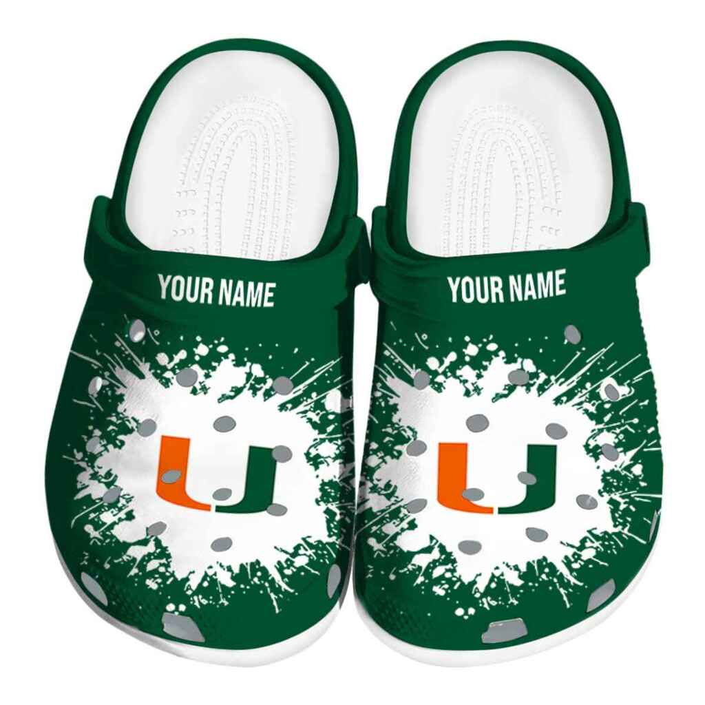 Personalized Miami Hurricanes Splatter Background ClogTVC180130