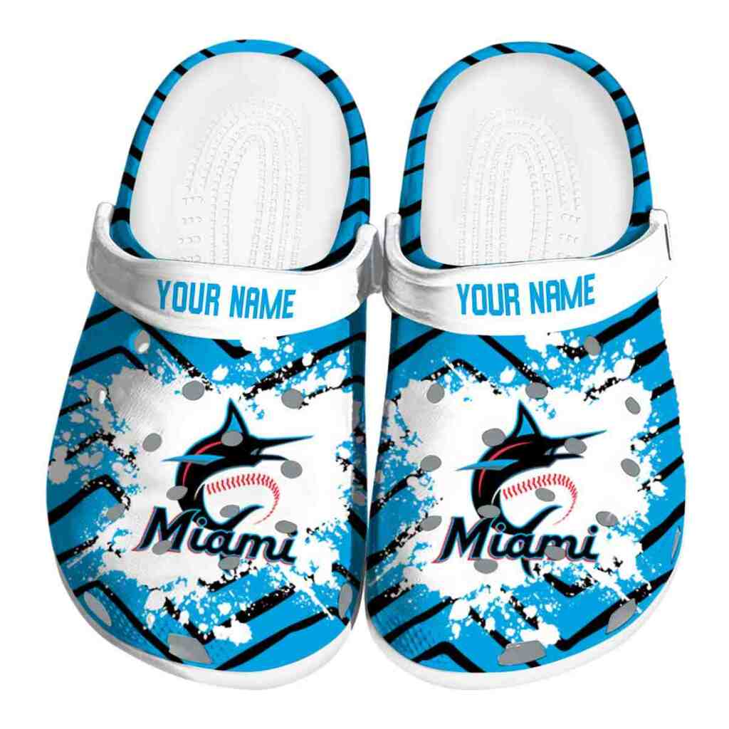 Personalized Miami Marlins Zigzag Paint Burst ClogTVC1801154
