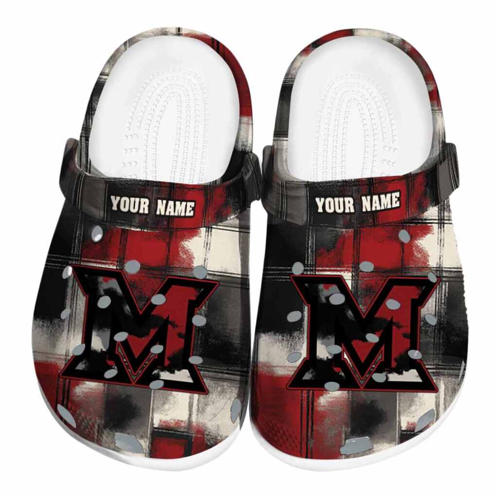 Personalized Miami RedHawks Plaid Fusion ClogTVC1801704