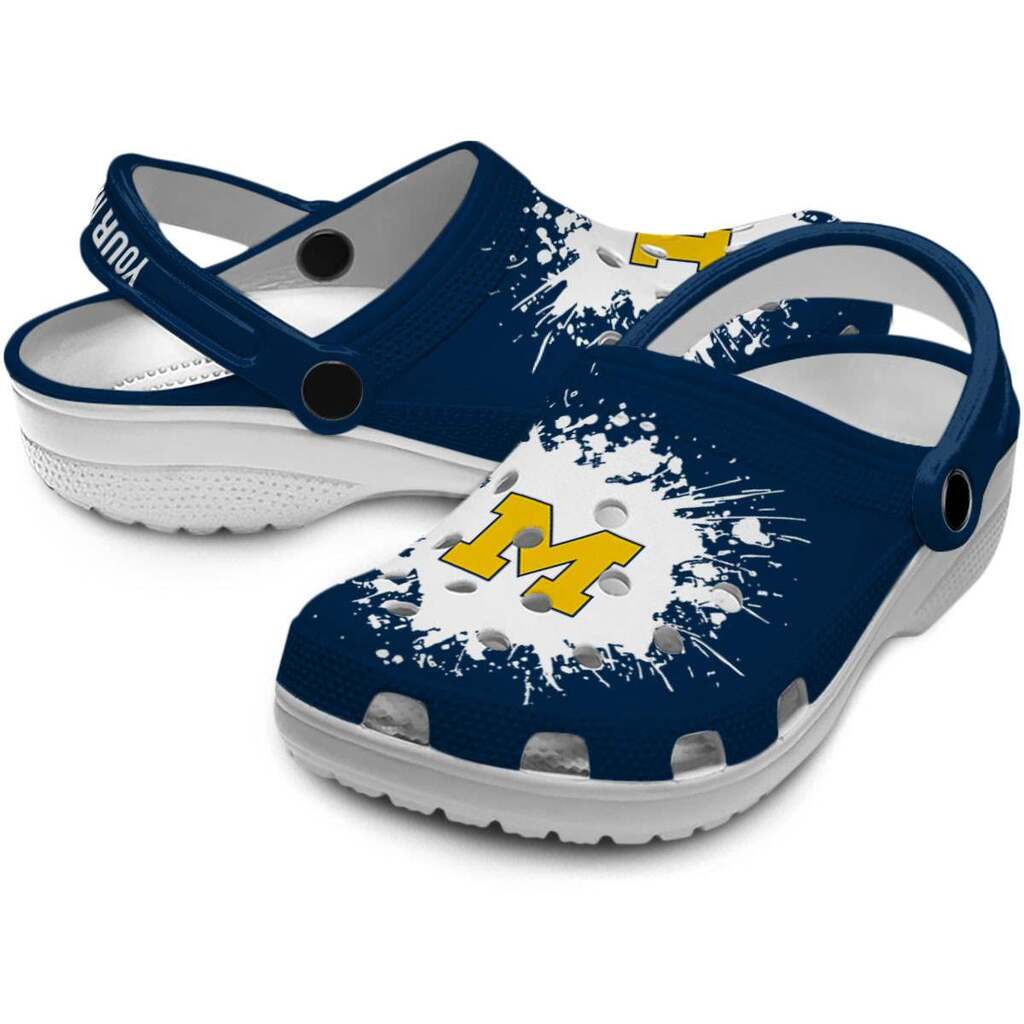 Personalized Michigan Wolverines Splatter Background ClogTVC180109 - Image 3