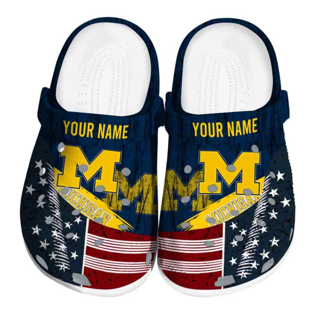 Personalized Michigan Wolverines Star-Spangled Side Pattern ClogTVC180109
