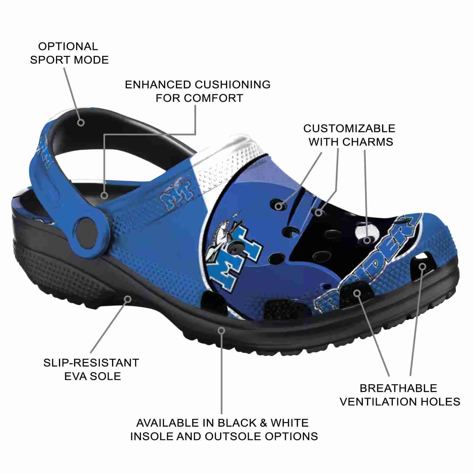 Personalized Middle Tennessee Blue Raiders Baseball Helmet ClogTVC1801820 - Image 5