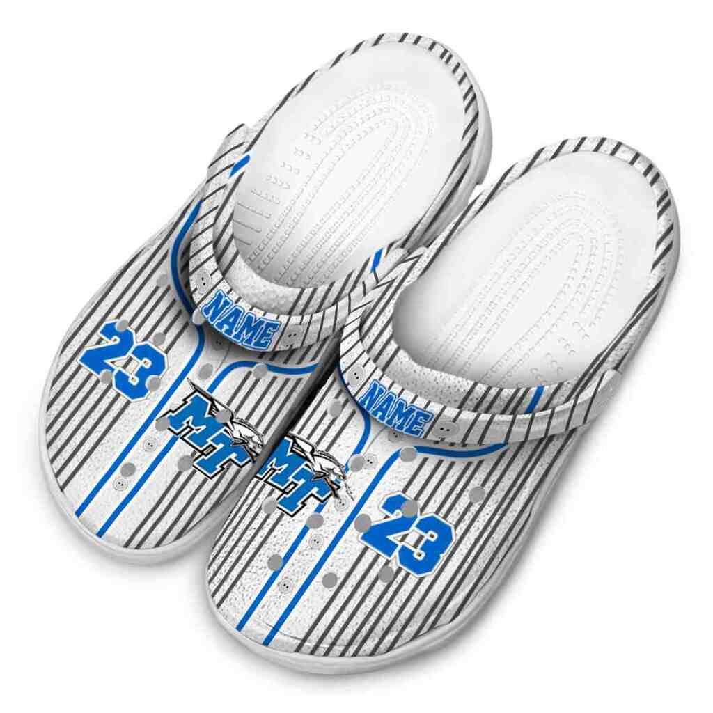 Personalized Middle Tennessee Blue Raiders Pinstripe Pattern ClogTVC1801710 - Image 4