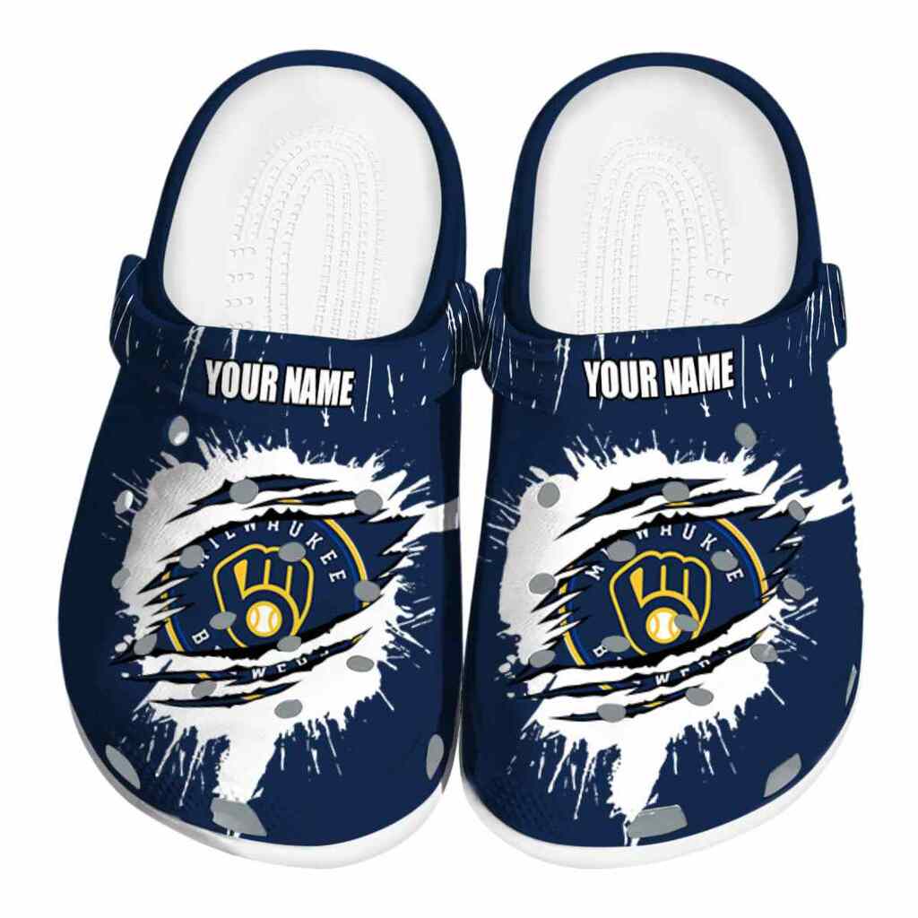 Personalized Milwaukee Brewers Splash Motif Background ClogTVC180116