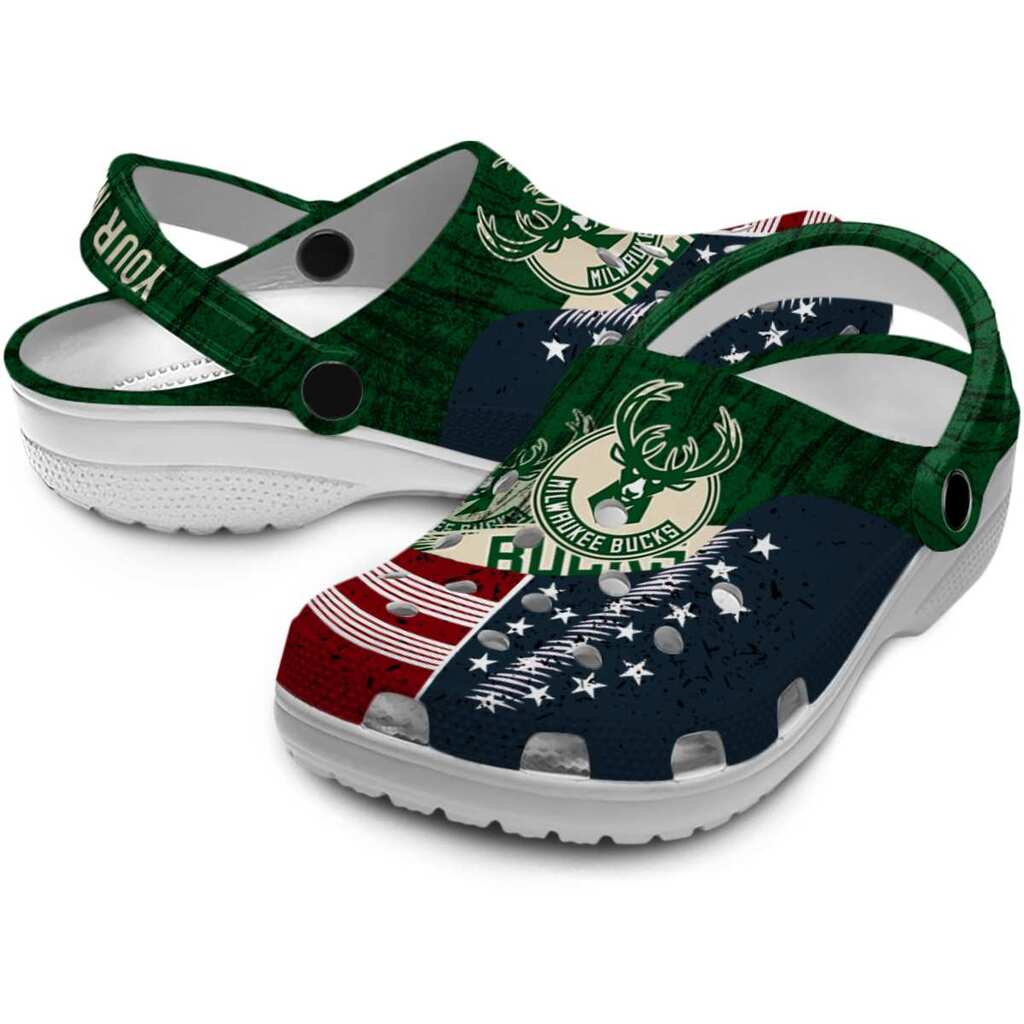 Personalized Milwaukee Bucks Star-Spangled Side Pattern ClogTVC1801681 - Image 3