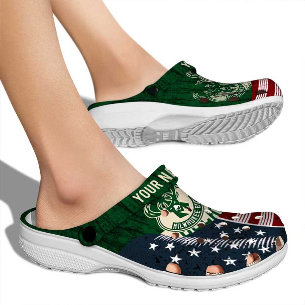 Personalized Milwaukee Bucks Star-Spangled Side Pattern ClogTVC1801681 - Image 2