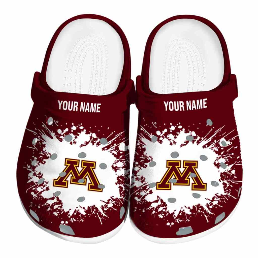 Personalized Minnesota Golden Gophers Splatter Background ClogTVC1801710