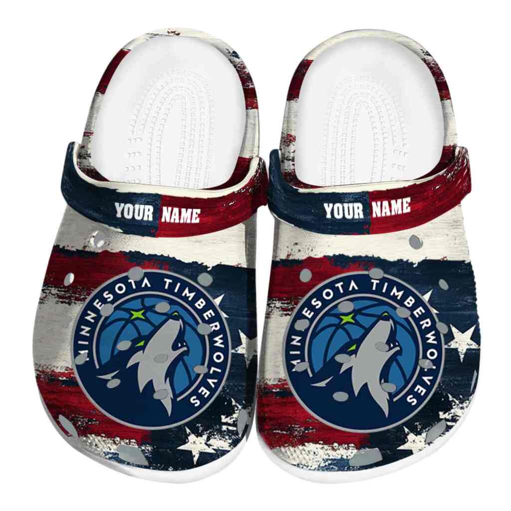 Personalized Minnesota Timberwolves Patriotic Stripes ClogTVC1801735