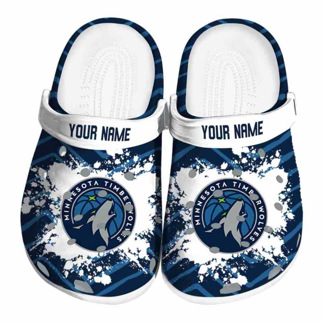 Personalized Minnesota Timberwolves Zigzag Paint Burst ClogTVC1801736