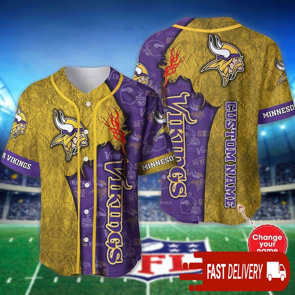 Personalized Minnesota Vikings Baseball Jersey Shirt NLF Gifts For Fans