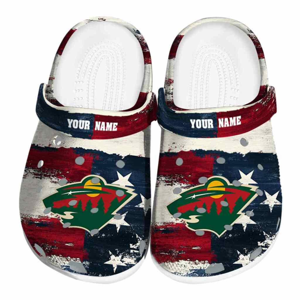 Personalized Minnesota Wild Patriotic Stripes ClogTVC1801878