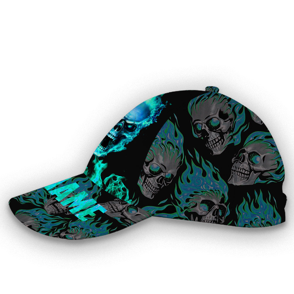 Personalized Mint Fire Skull Hat Classic Cap Trucker Hats Custom Hats Gifts For Men & Women