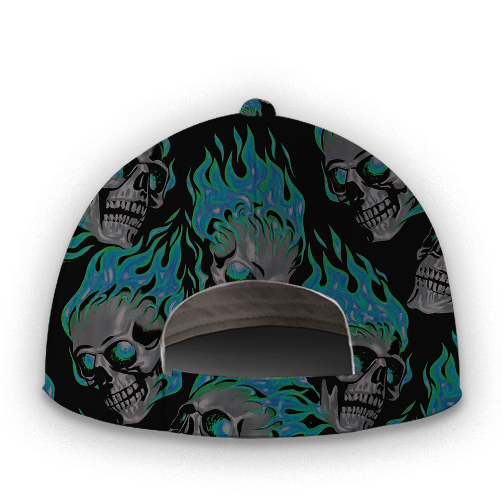 Personalized Mint Fire Skull Hat Classic Cap Trucker Hats Custom Hats Gifts For Men & Women