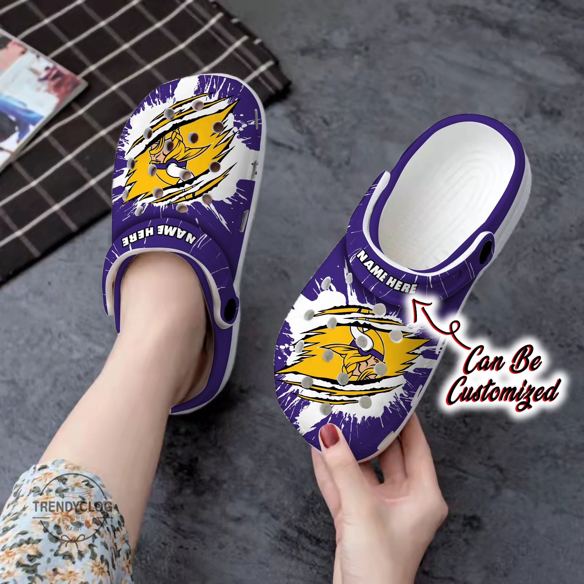 Personalized MinViking Football Team Crocs Clog Custom Name Shoes