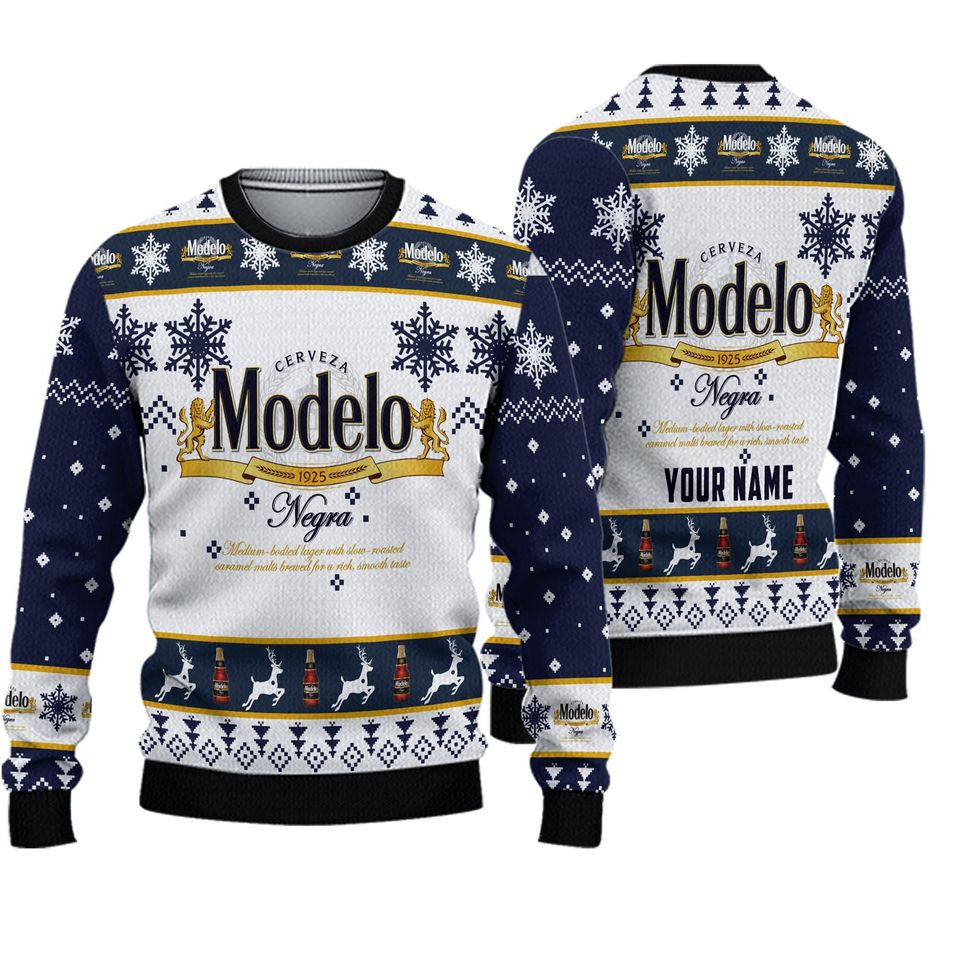 Personalized Modelo Beer Christmas Ugly Sweater 3D
