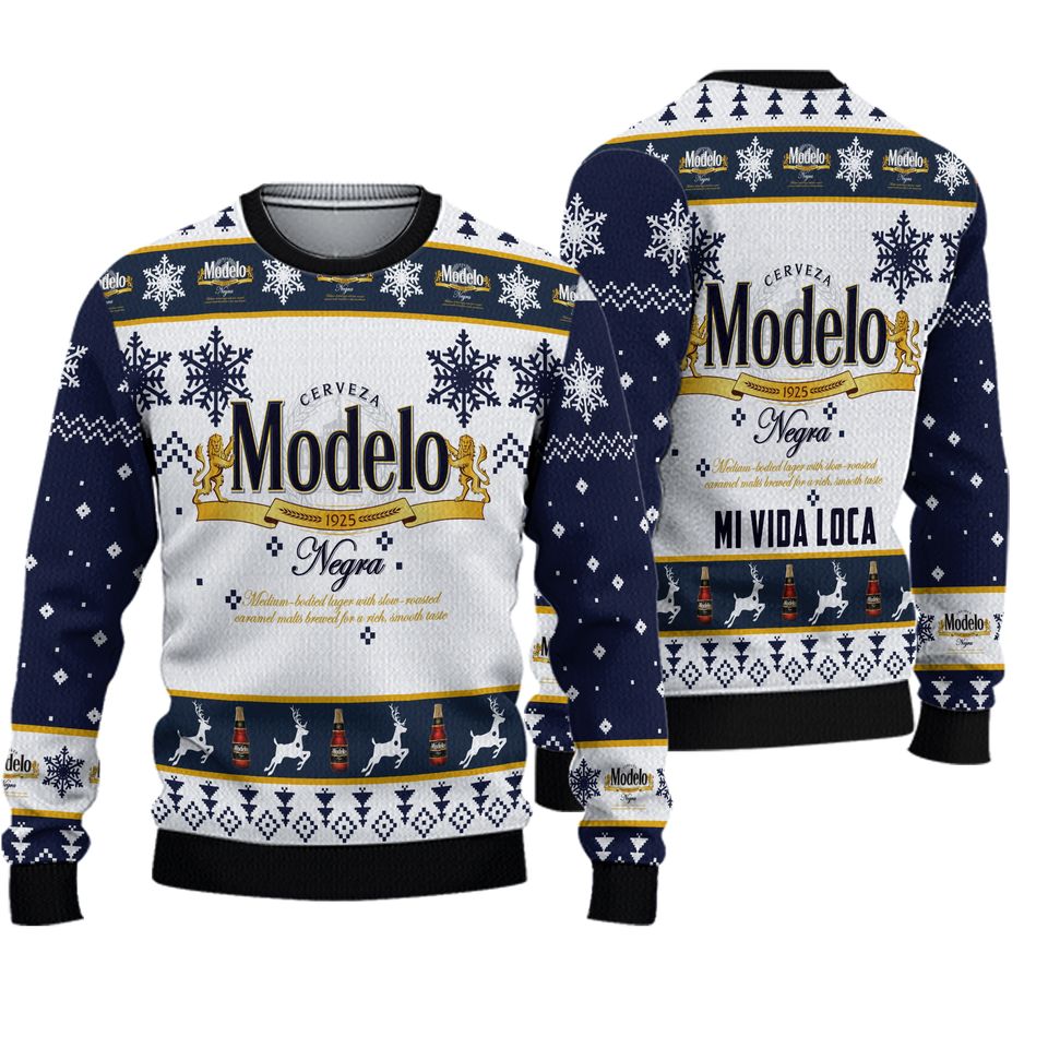Personalized Modelo Beer Ugly Christmas Sweater, Beer Lover Sweater