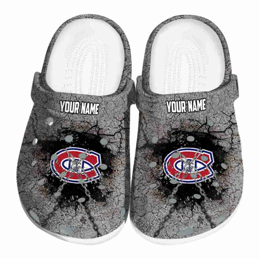 Personalized Montreal Canadiens Cracked Ground Texture ClogTVC1801878