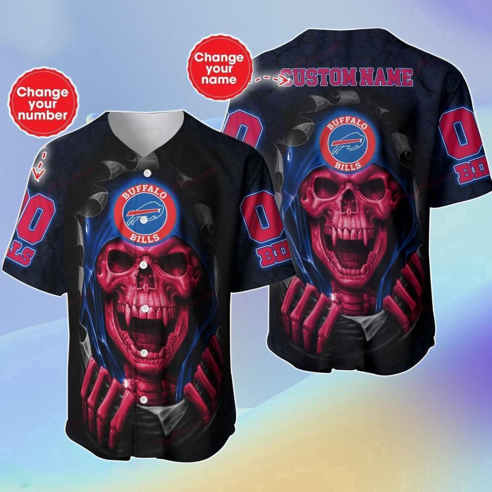 Personalized Name & Number NLF Buffalo Bills Halloween Baseball Jersey Shirt Gift For Fans