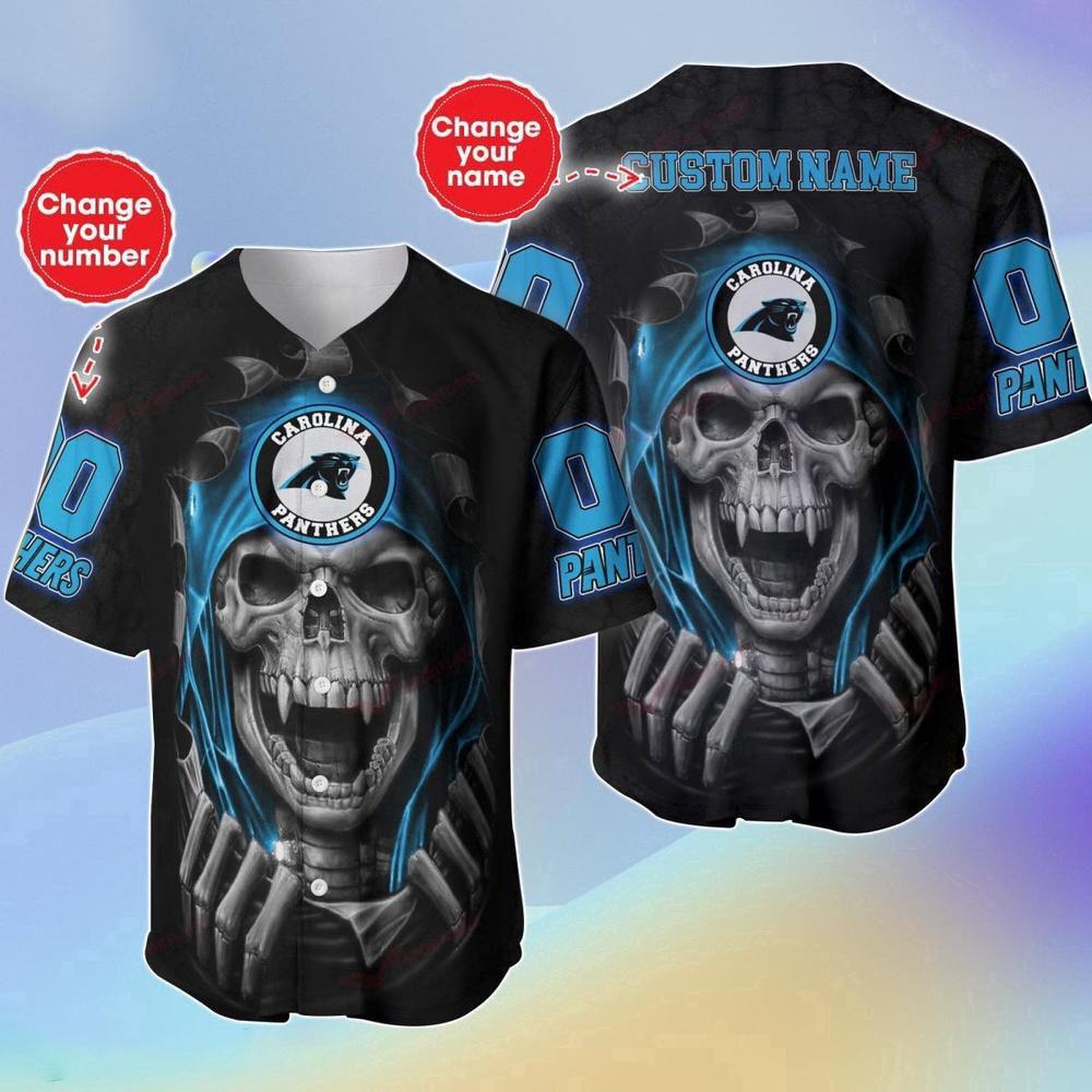 Personalized Name & Number NLF Carolina Panthers Halloween Baseball Jersey Shirt Gift For Fans